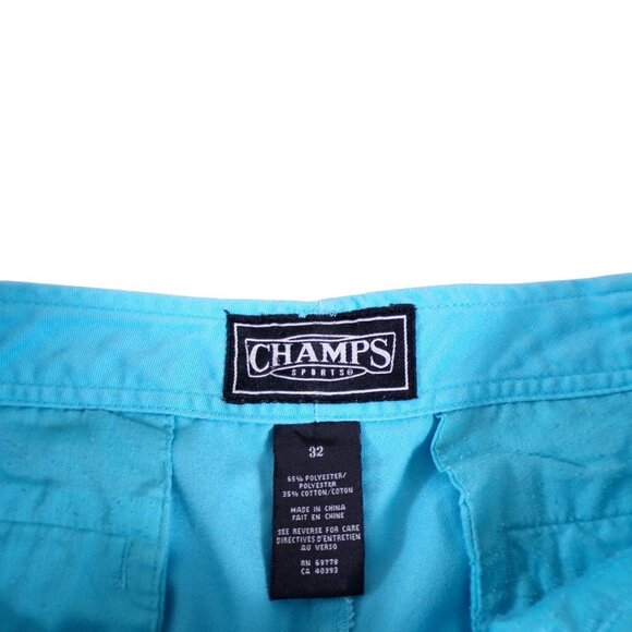CSG Champs Sports Gear 6 Pocket Aqua Shorts Twill  Flat Front Sz 32 Kencore #467 - Picture 5 of 5